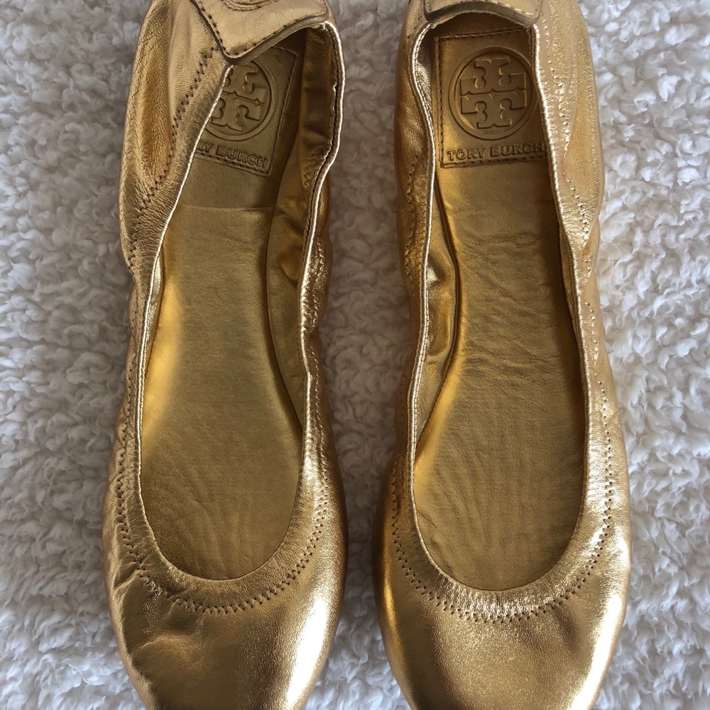 Tory Burch Gold Flats